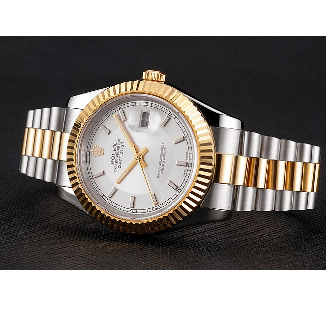 Aaa replica watch Bezel Gold Stainless Dial Swiss Two Rolex Gold Steel Bracelet Tone Datejust Case White 0525